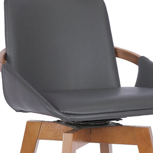 Homeroots 27" Gray And Brown Iron Swivel Counter Height Bar Chair   477036