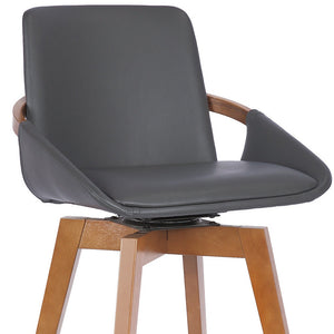 Homeroots 27" Gray And Brown Iron Swivel Counter Height Bar Chair   477036