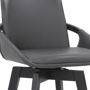 Homeroots 27" Gray And Black Faux Leather Low Back Bar Height Swivel Bar Chair   477038