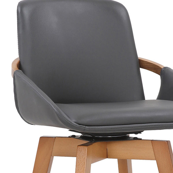 Homeroots 31" Gray And Black Iron Swivel Bar Height Bar Chair   477039