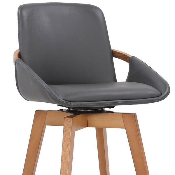 Homeroots 31" Gray And Black Iron Swivel Bar Height Bar Chair   477039