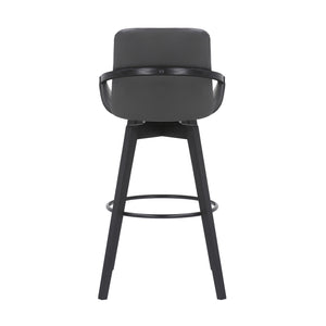 Homeroots 31" Gray And Black Iron Swivel Bar Height Bar Chair   477041