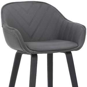 Homeroots 26" Gray And Black Iron Counter Height Bar Chair   477042