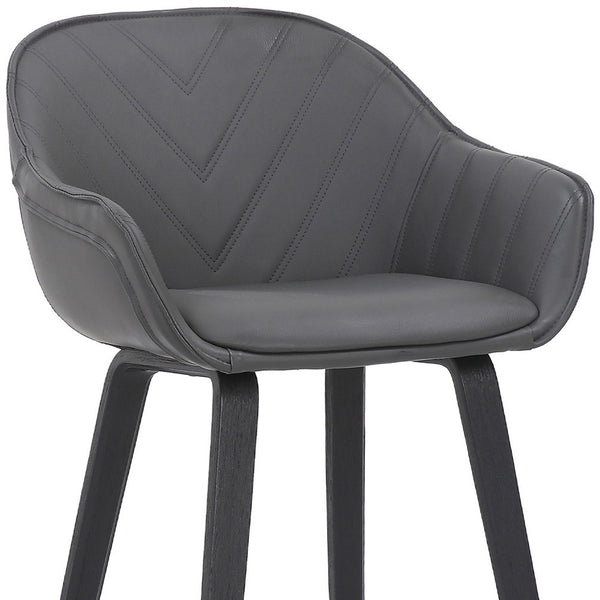 Homeroots 26" Gray And Black Iron Counter Height Bar Chair   477042