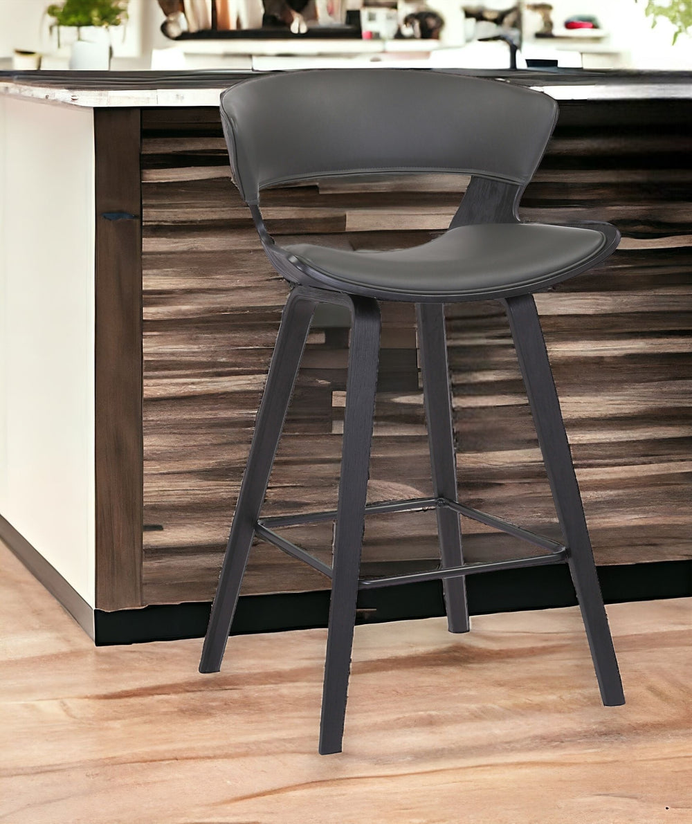 Homeroots 27" Gray And Black Iron Low Back Counter Height Bar Chair   477045