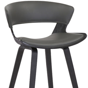 Homeroots 27" Gray And Black Iron Low Back Counter Height Bar Chair   477045