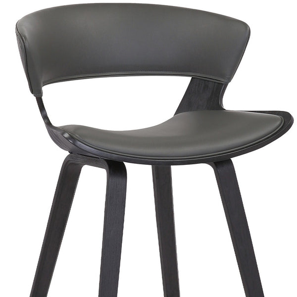 Homeroots 27" Gray And Black Iron Low Back Counter Height Bar Chair   477045