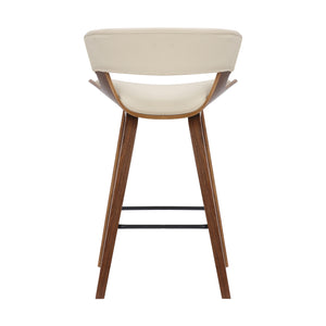 Homeroots 27" Cream And Brown Iron Low Back Counter Height Bar Chair   477046