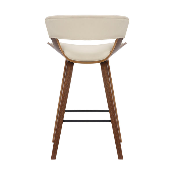 Homeroots 27" Cream And Brown Iron Low Back Counter Height Bar Chair   477046