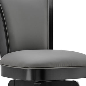 Homeroots 30" Gray And Black Faux Leather And Iron Swivel Bar Height Bar Chair   477048
