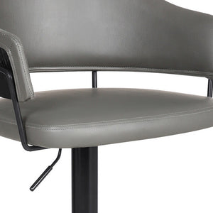 Homeroots 25" Gray And Black Iron Swivel Adjustable Height Bar Chair   477052