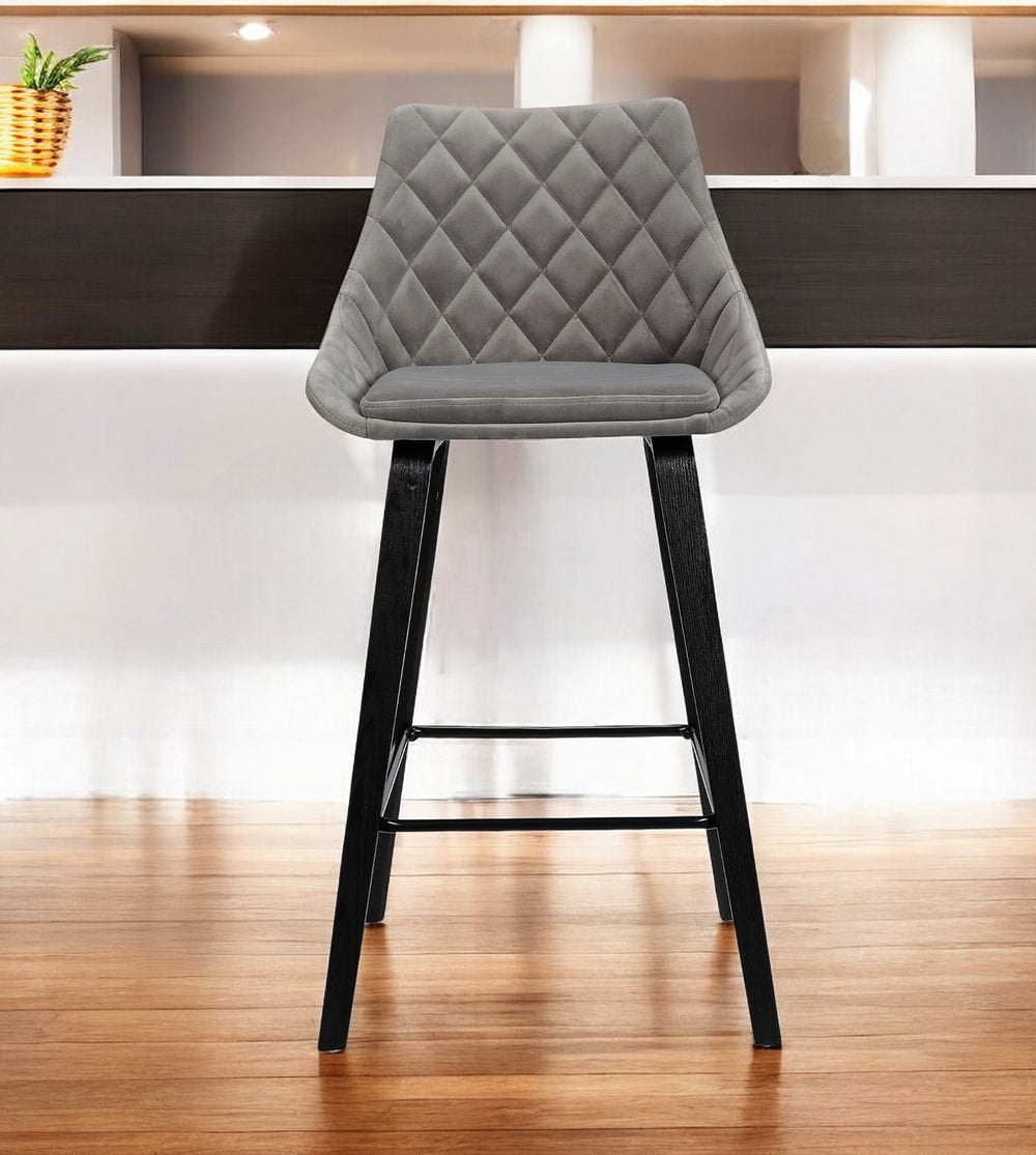 Homeroots 26" Gray And Black Iron Counter Height Bar Chair   477053