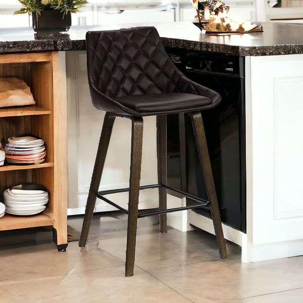 Homeroots 26" Brown Iron Counter Height Bar Chair   477054