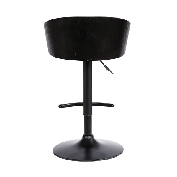 Homeroots 24" Black Faux Leather And Iron Swivel Low Back Adjustable Height Bar Chair   477057
