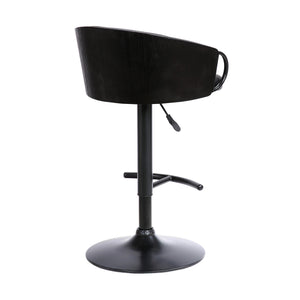 Homeroots 24" Black Faux Leather And Iron Swivel Low Back Adjustable Height Bar Chair   477057