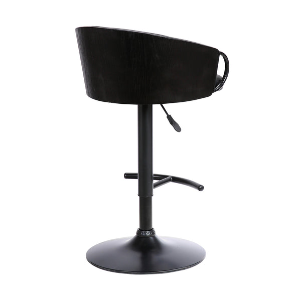 Homeroots 24" Black Faux Leather And Iron Swivel Low Back Adjustable Height Bar Chair   477057