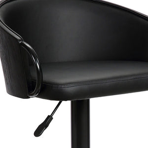 Homeroots 24" Black Faux Leather And Iron Swivel Low Back Adjustable Height Bar Chair   477057