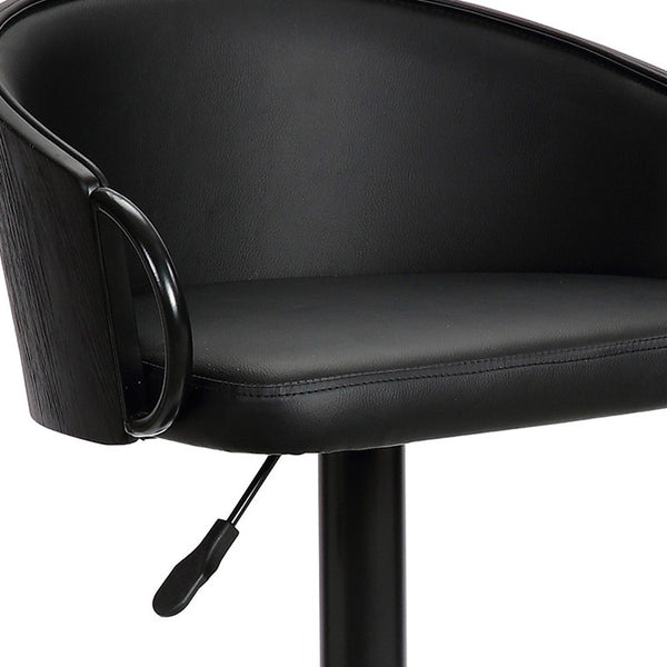 Homeroots 24" Black Faux Leather And Iron Swivel Low Back Adjustable Height Bar Chair   477057