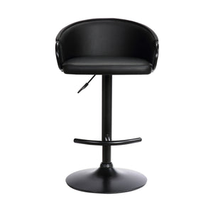 Homeroots 24" Black Faux Leather And Iron Swivel Low Back Adjustable Height Bar Chair   477057