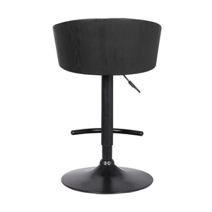 Homeroots 24" Black Faux Leather And Iron Swivel Low Back Adjustable Height Bar Chair   477059