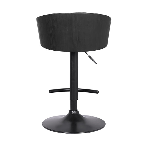 Homeroots 24" Black Faux Leather And Iron Swivel Low Back Adjustable Height Bar Chair   477059
