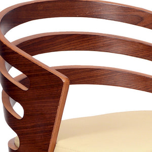 Homeroots 25" Cream And Silver Iron Swivel Low Back Adjustable Height Bar Chair   477067