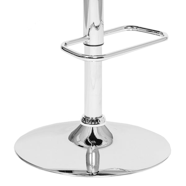 Homeroots 25" Cream And Silver Iron Swivel Low Back Adjustable Height Bar Chair   477067