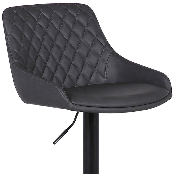 Homeroots 24" Gray And Black Iron Swivel Low Back Adjustable Height Bar Chair   477068