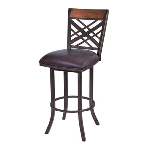 Homeroots 26" Brown Faux Leather And Iron Counter Height Bar Chair   477071