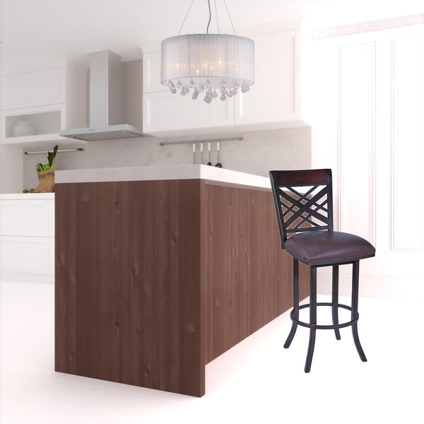 Homeroots 26" Brown Faux Leather And Iron Counter Height Bar Chair   477071