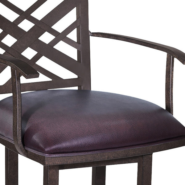 Homeroots 26" Brown Faux Leather And Iron Counter Height Bar Chair   477073