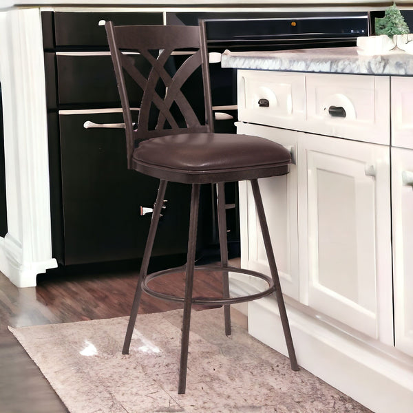 Homeroots 26" Brown Iron Counter Height Bar Chair   477075