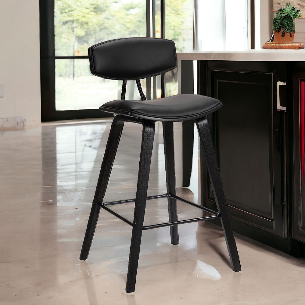 HomeRoots 26" Black Iron Low Back Counter Stool - Stylish, Durable Seating for Modern Kitchens & Bars 477084
