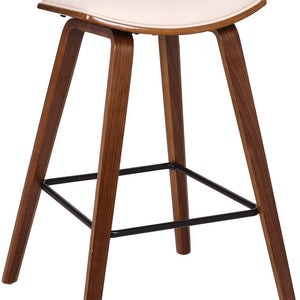 Homeroots 26" Cream And Brown Iron Low Back Counter Height Bar Chair   477085