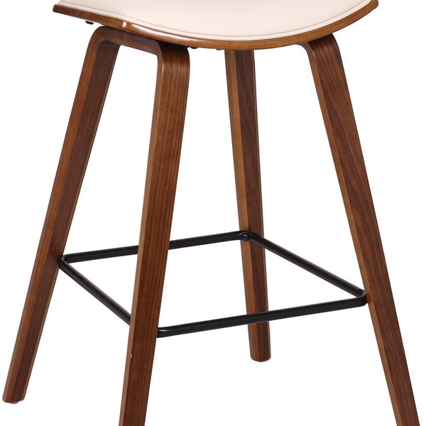 Homeroots 26" Cream And Brown Iron Low Back Counter Height Bar Chair   477085