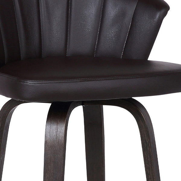 Homeroots 30" Dark Brown Iron Swivel Low Back Bar Height Bar Chair   477089