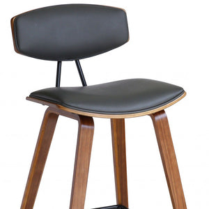 Homeroots 26" Gray And Brown Fabric And Iron Low Back Counter Height Bar Chair   477092