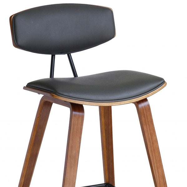 Homeroots 26" Gray And Brown Fabric And Iron Low Back Counter Height Bar Chair   477092