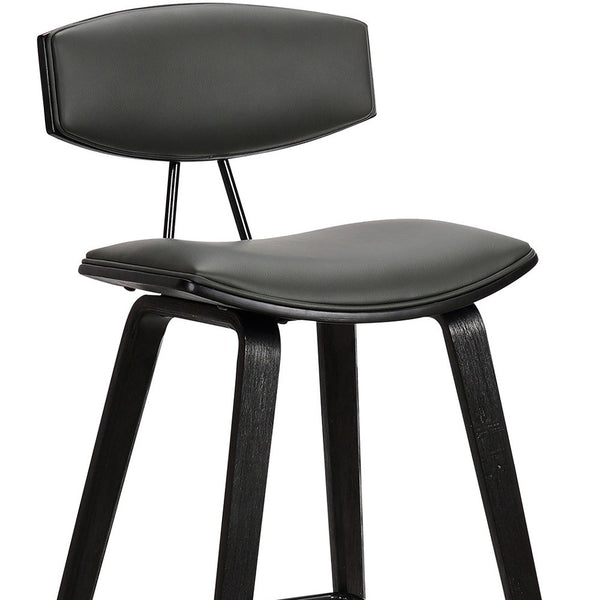 Homeroots 26" Gray And Black Iron Low Back Counter Height Bar Chair   477093