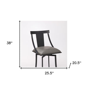 Homeroots 26" Gray And Black Iron Swivel Counter Height Bar Chair   477099