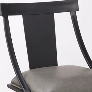 Homeroots 30" Gray And Black Iron Swivel Bar Height Bar Chair   477100