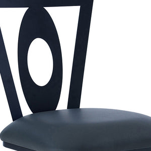 Homeroots 26" Gray And Black Faux Leather And Iron Swivel Counter Height Bar Chair   477110