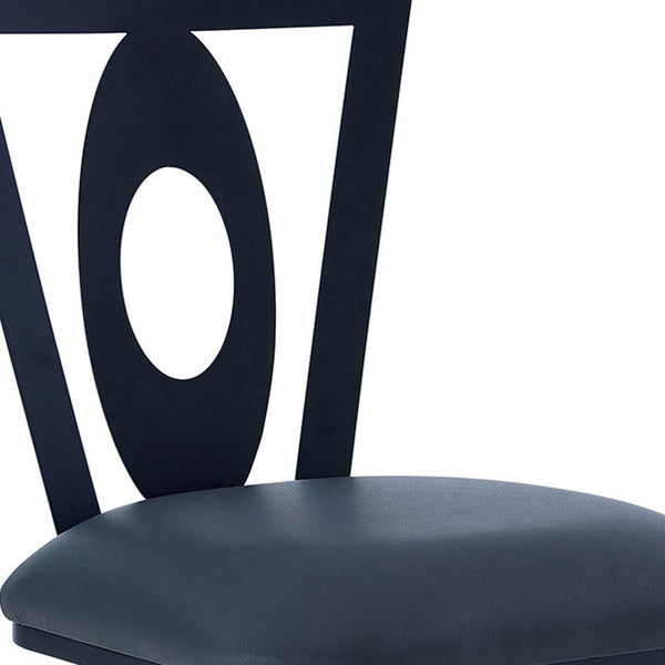Homeroots 26" Gray And Black Faux Leather And Iron Swivel Counter Height Bar Chair   477110