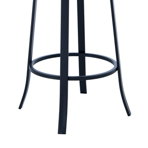 Homeroots 30" Gray And Black Faux Leather And Iron Swivel Bar Height Bar Chair   477111