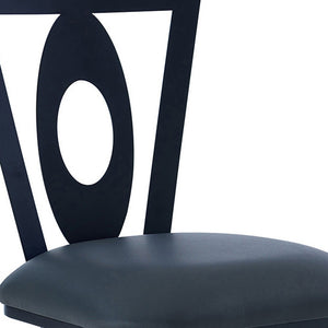 Homeroots 30" Gray And Black Faux Leather And Iron Swivel Bar Height Bar Chair   477111