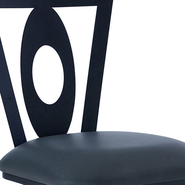 Homeroots 30" Gray And Black Faux Leather And Iron Swivel Bar Height Bar Chair   477111