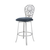 Homeroots 26" Gray And Silver Iron Swivel Counter Height Bar Chair   477112