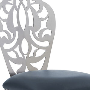 Homeroots 30" Gray And Silver Iron Swivel Bar Height Bar Chair   477113