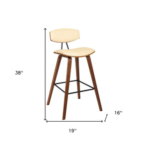 Homeroots 29" Cream And Brown Iron Low Back Bar Height Bar Chair   477119