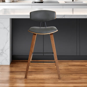 Homeroots 29" Gray And Brown Iron Low Back Bar Height Bar Chair   477120